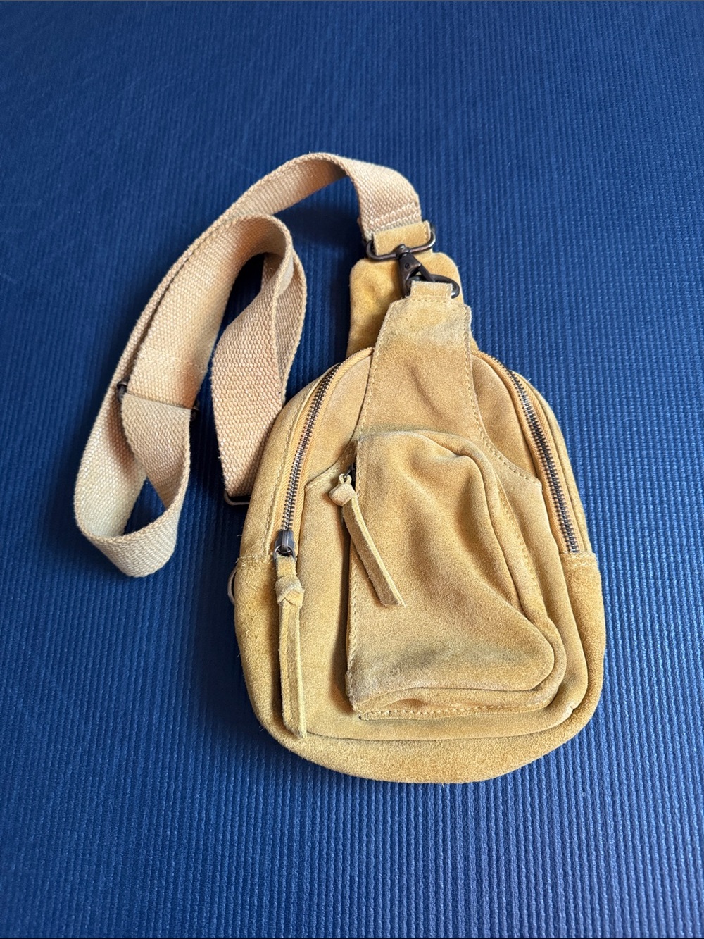 Free People Hudson Suede Sling Belt Bag in Mustard